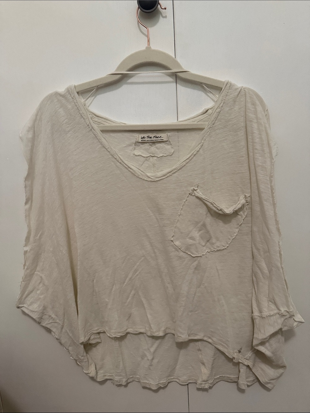 We the Free Oversized Boxy Linen Cotton Shirt in Cream, Size Medium